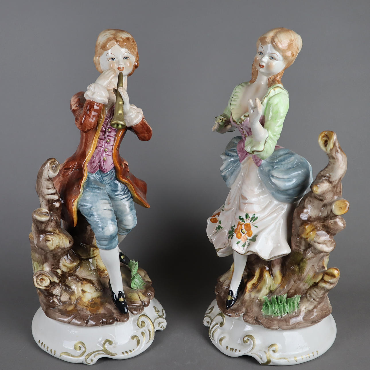 2 FIGUREN, CAPODIMONTE, Italien, Keramik, polychrom bemalt.