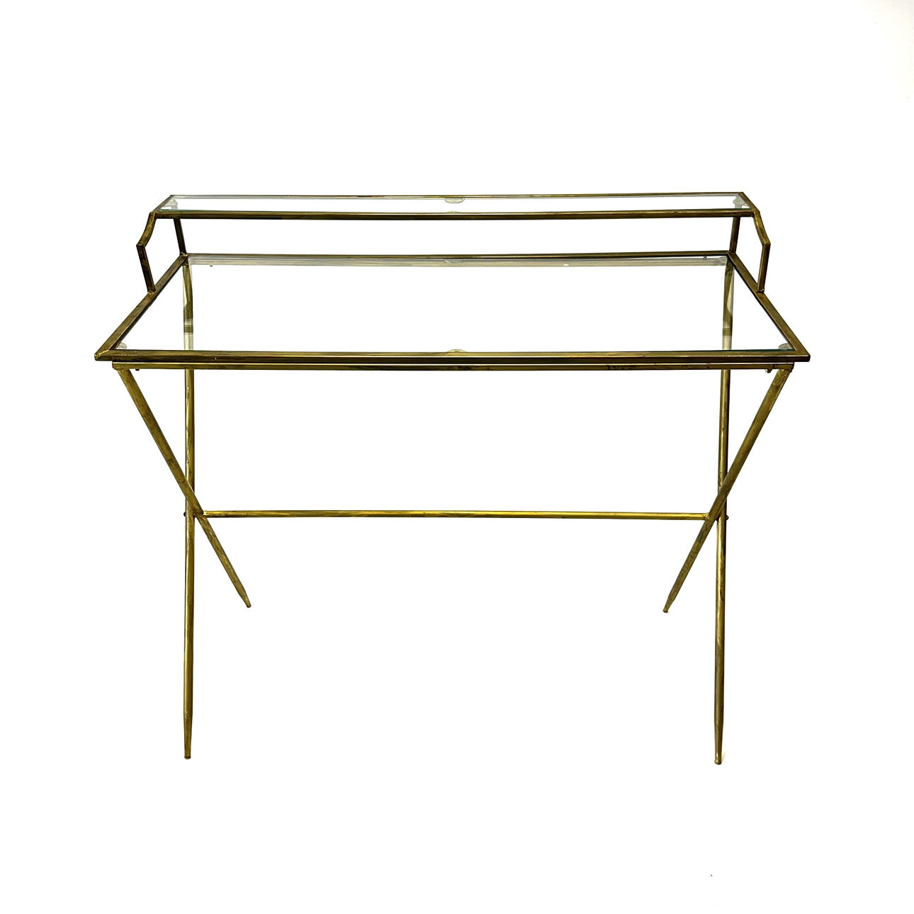 HOPFÄLLBART FÖRGYLLT OCH GLAS SKRIVBORD.