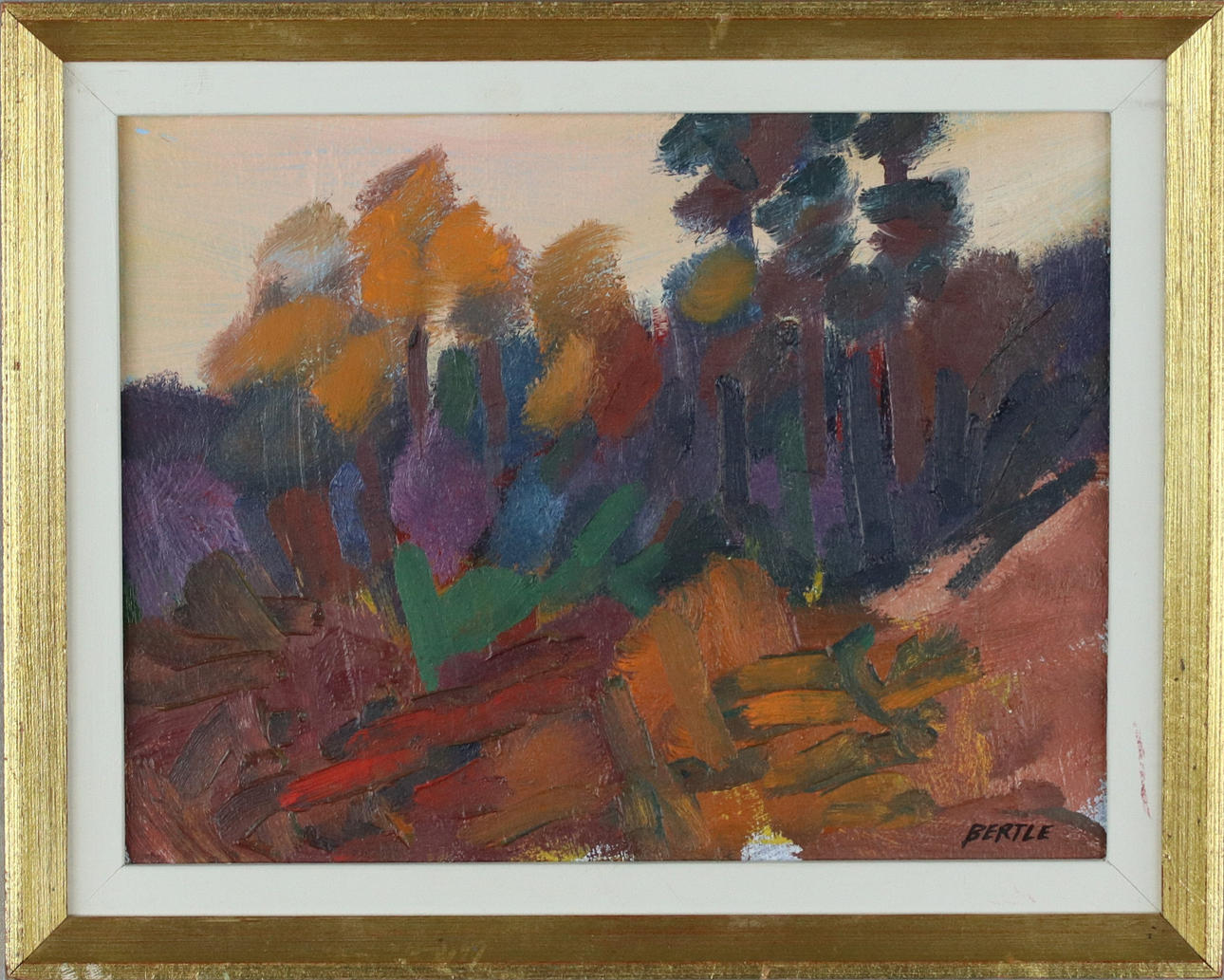 LARS BERTLE. Oil on Board, "Autumn Forest", signed.