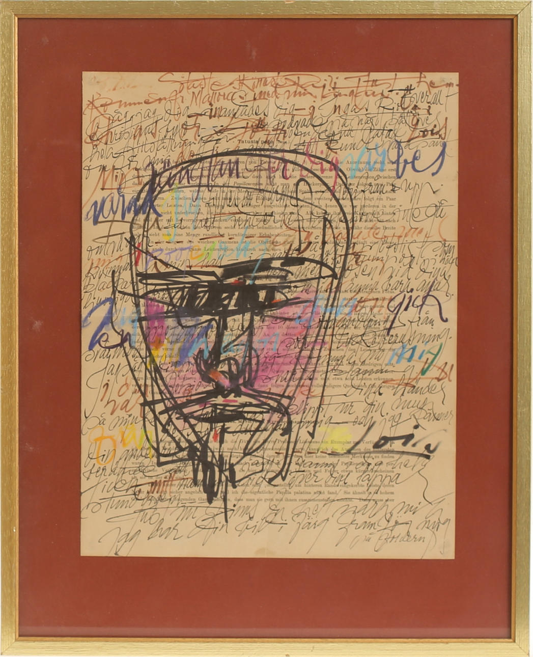 IAN HELLSTRÖM. Drawing, "Self-Portrait".