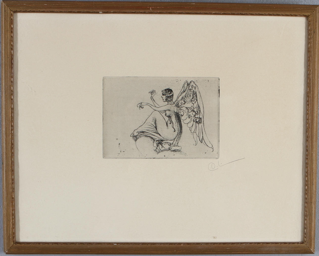 CARL LARSSON. "Humana", etsning, monogramsignerad.