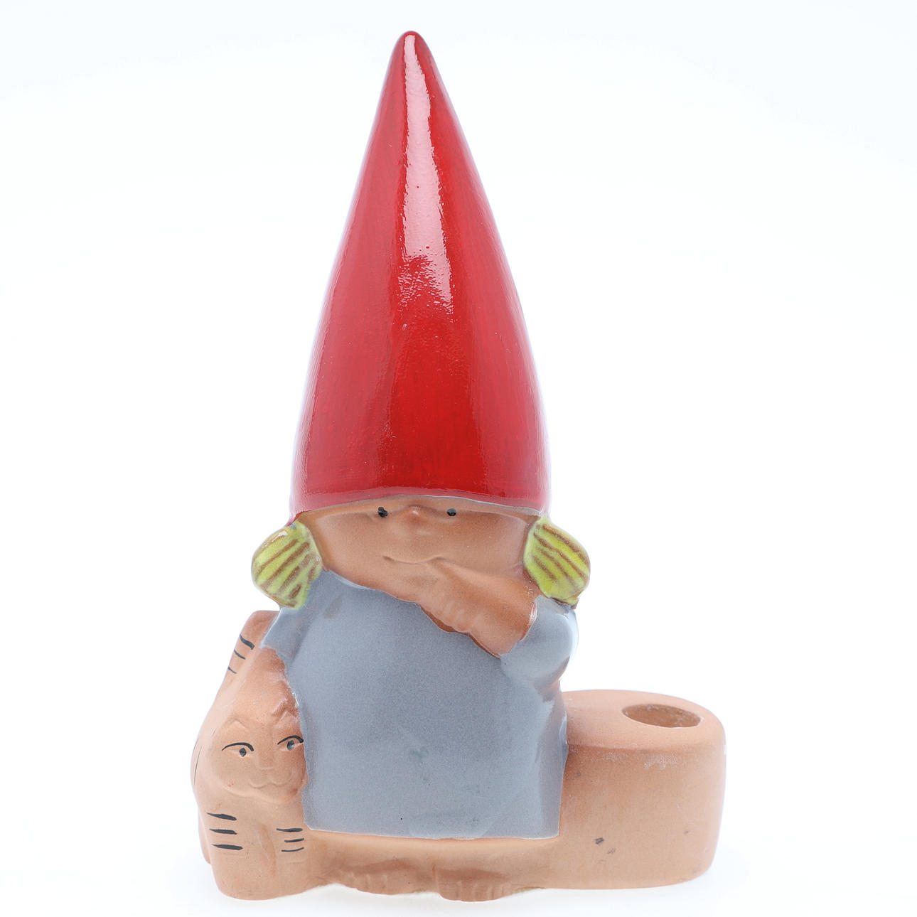LISA LARSON. FIGURE/CANDLESTICK, stoneware, Santa, labeled.
