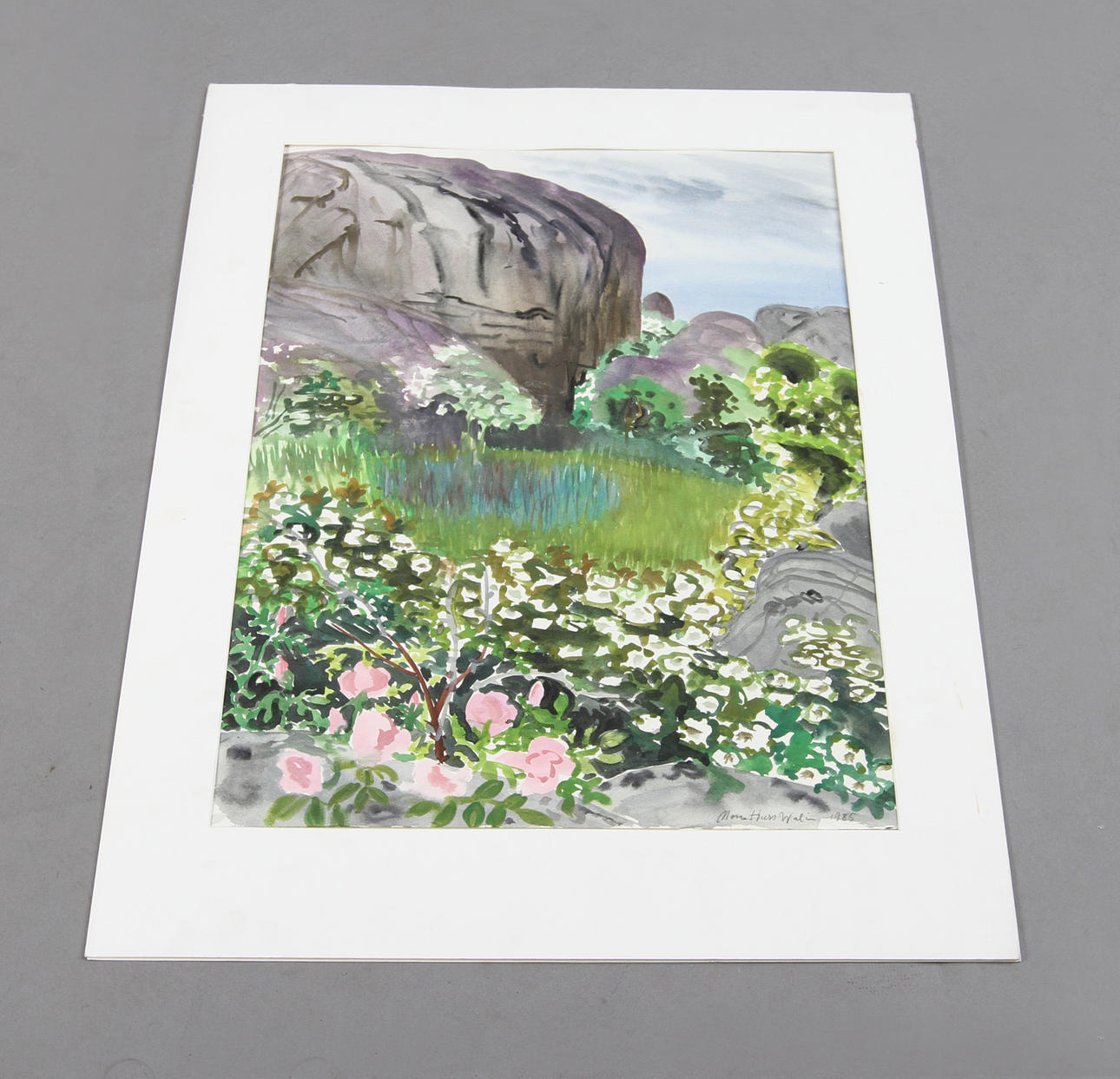 MONA HUSS WALLIN. Gouache. Signerad och daterad 1985.