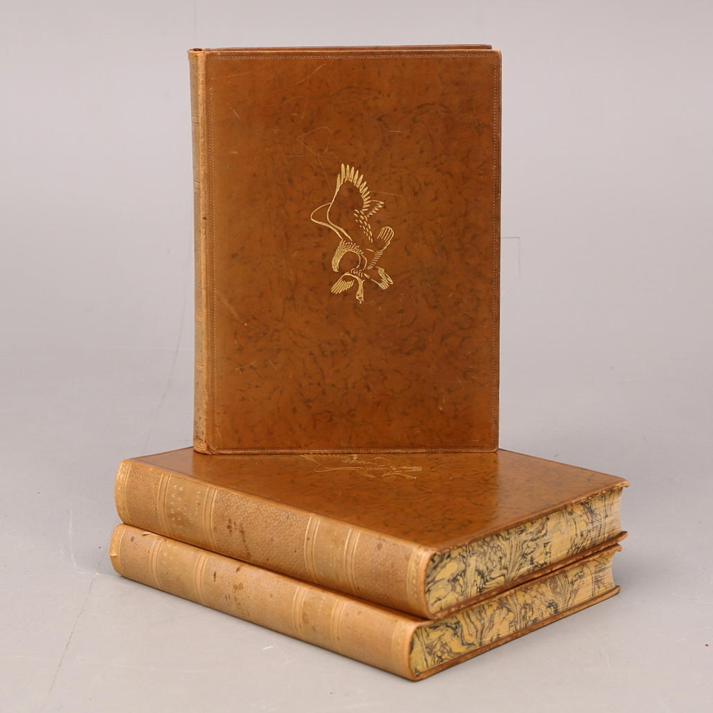 BOKBAND, 3 delar, "SVENSKA FÅGLAR", M, W och F von Wright, Stockholm 1927 o 1929.