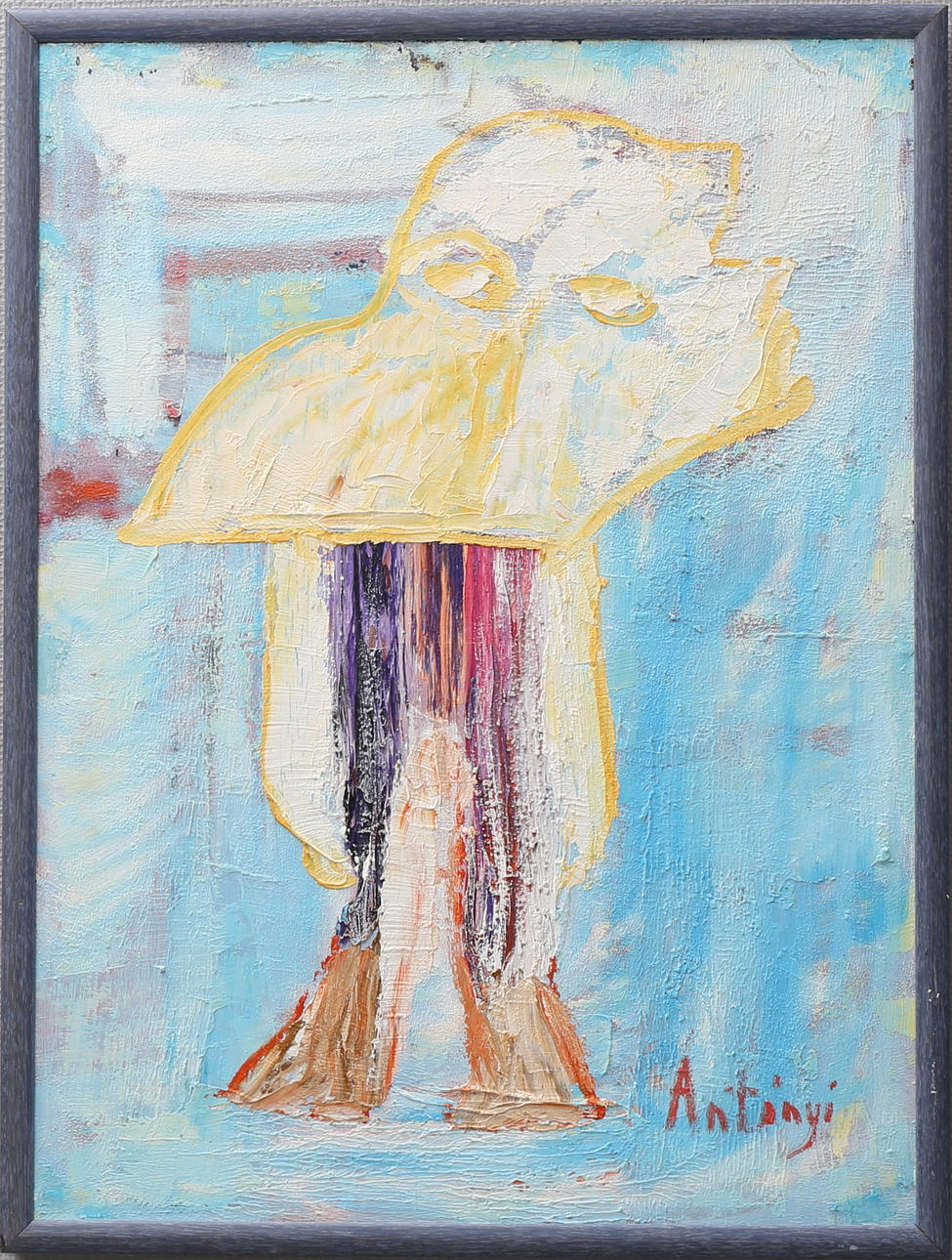 IMRE ANTONYI. Abstrakt figur. Olja på pannå, signerad Antonyi.