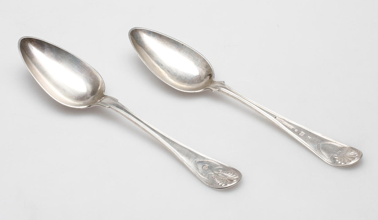 SKEDAR, 2 st, silver, Carl Gustaf Högstedt, Kalmar 1838-43.