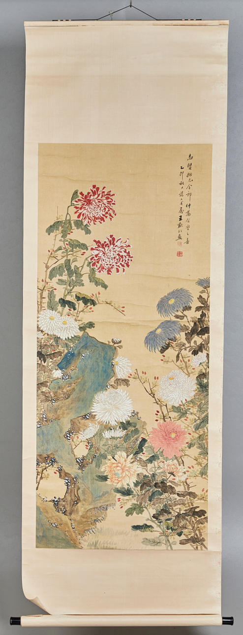 Rollbild, Blumen, Asien.