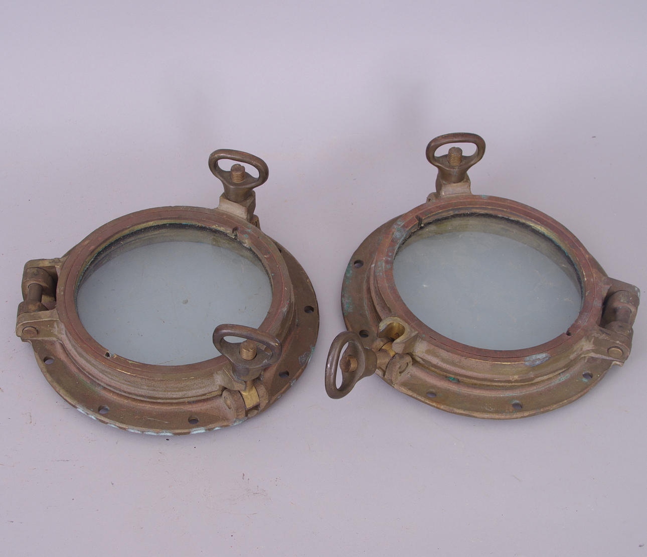 FARTYGSVENTILER, 1 par, 1900-tal, mässing.