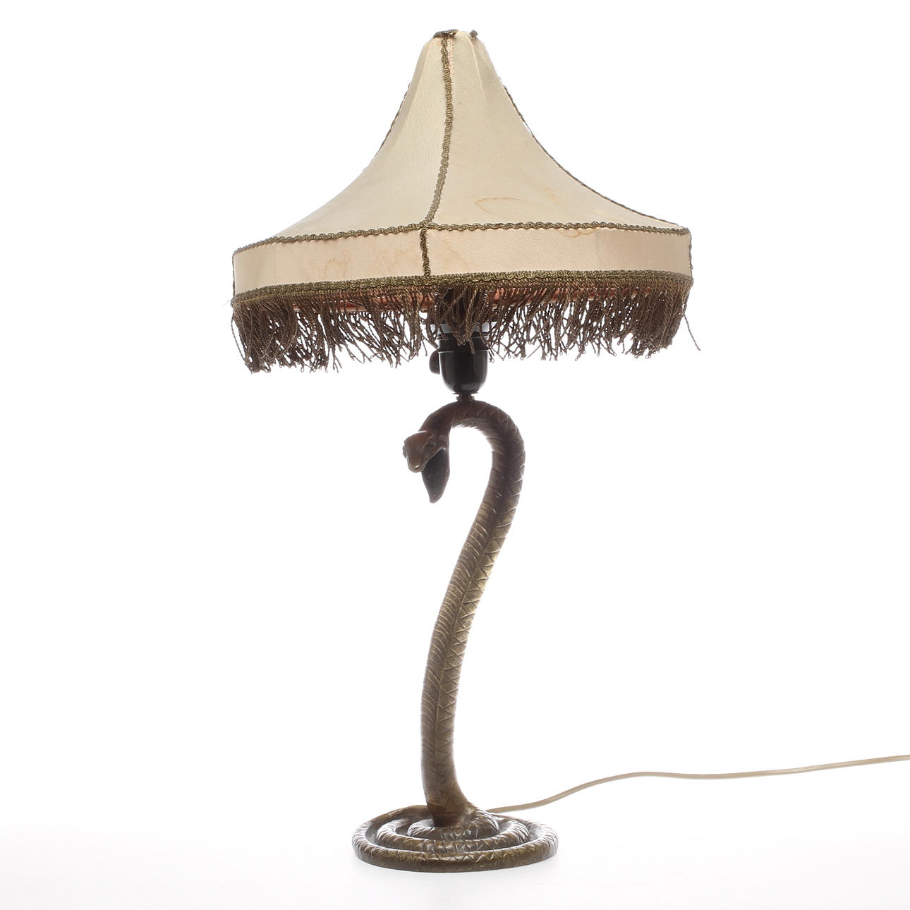 BORDSLAMPA, brons, I form av orm, Edvard Trulsson, 1900-talets första hälft.