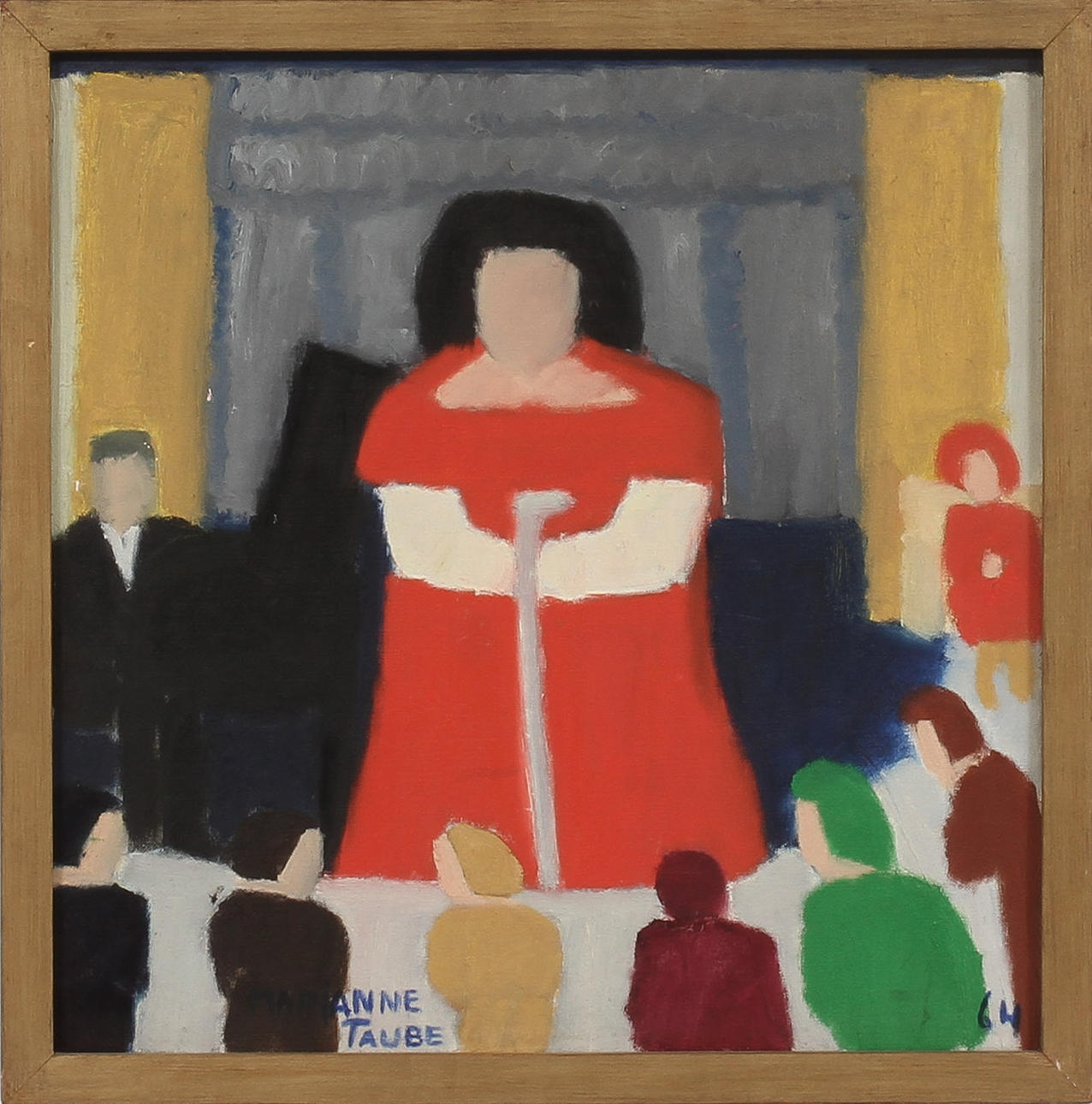 MARIANNE TAUBE. "Birgit Nilsson sjunger på Liseberg", olja på duk, signera-64.