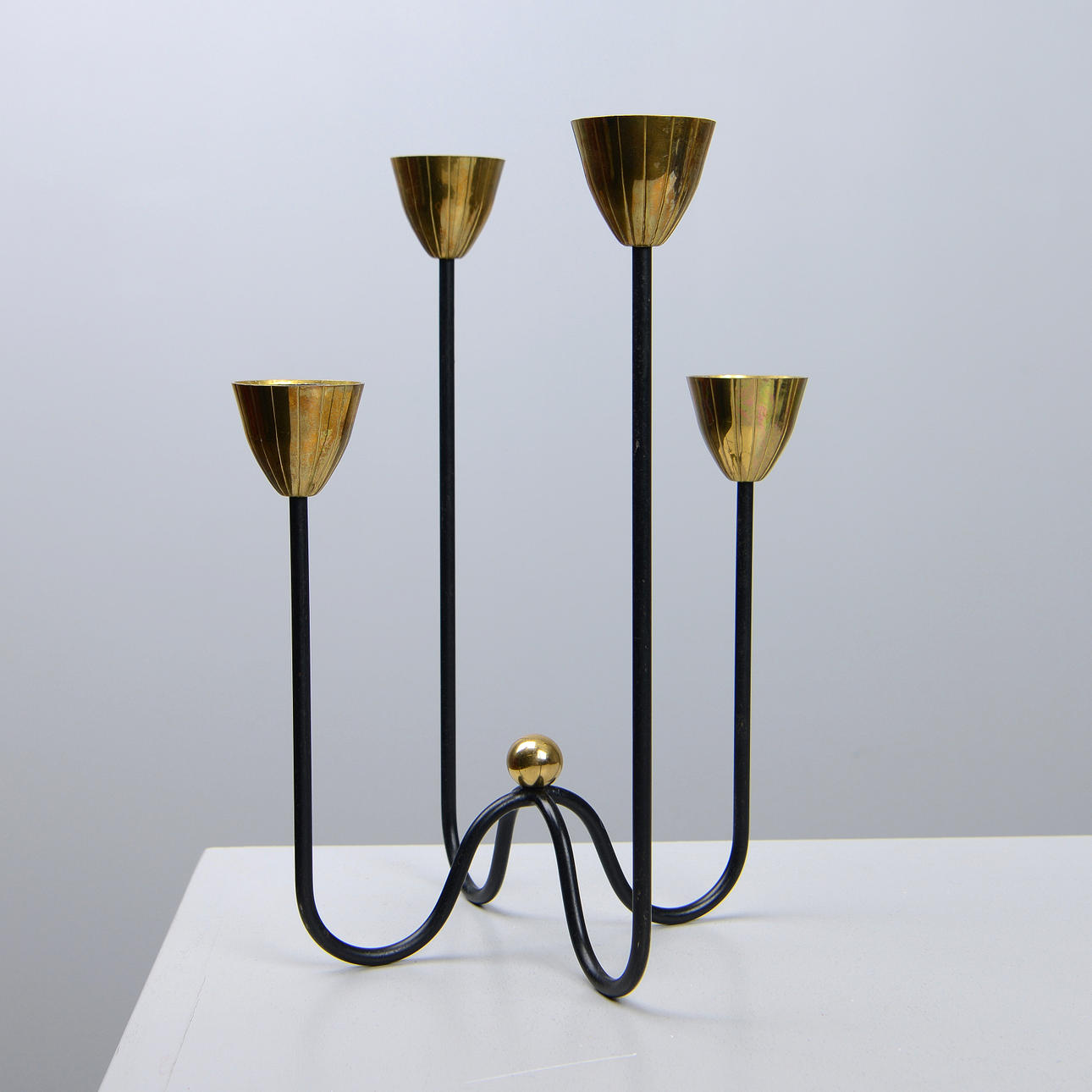 GUNNAR ANDER. Ljusstake, mässing/metall, Ystad Metall.