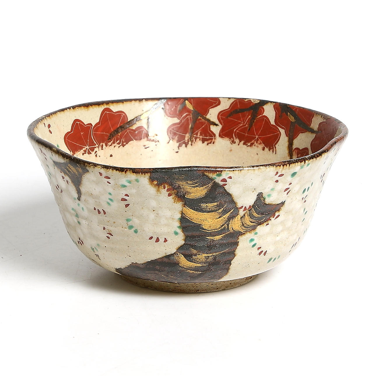 KASHIBACHI / SKÅL, keramik, Kyo-Yaki, efter Ogata Kenzan, Japan. Sannolikt Showa, 1900-tal.
