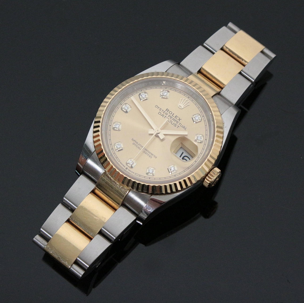 ROLEX. 'Oyster Perpetual Datejust 36', diamond dial.