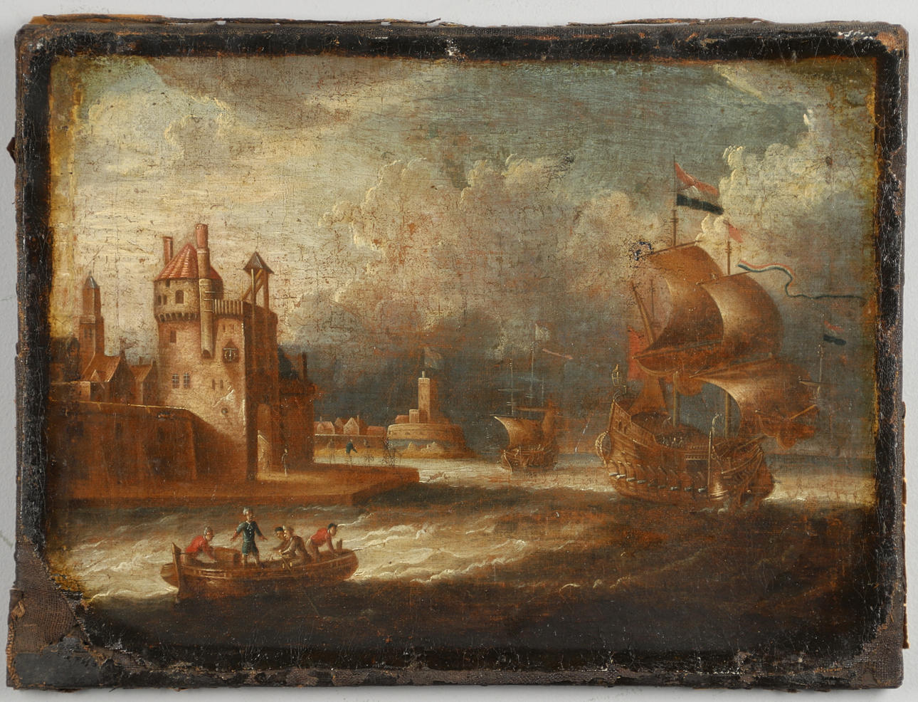 FOLLOWER OF BONAVENTURA PEETERS (1614-1652). FIGURES AND VESSELS BY A SEAPORT.