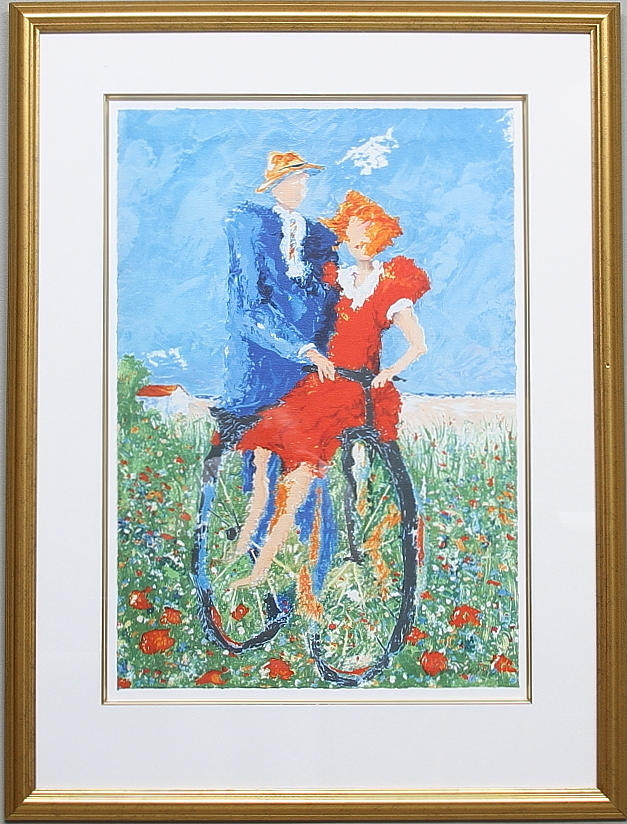 KARL ERIK HÖGLUND. "Cykelvägen" signerad och numrerad 95/360.