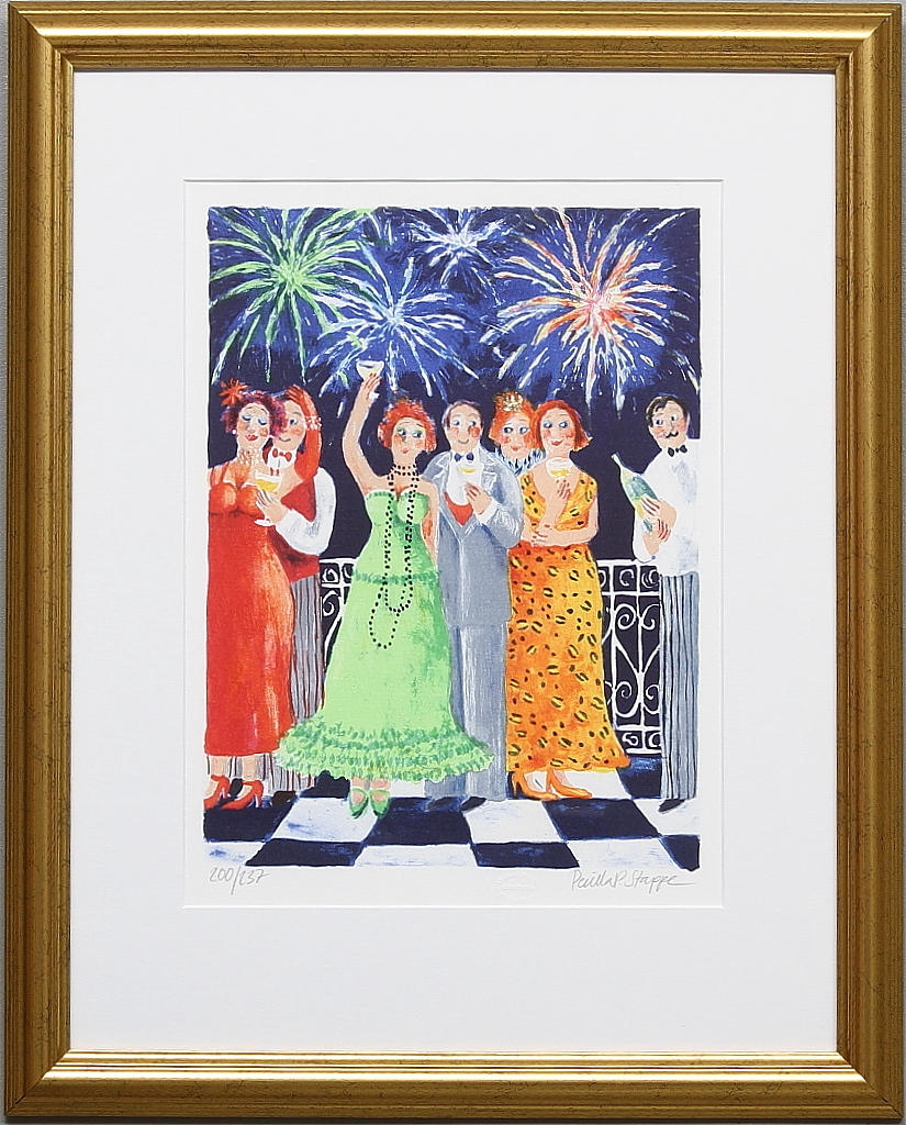 PERNILLA P STAPPE. färglitografi, signerad och numrerat 200/237.