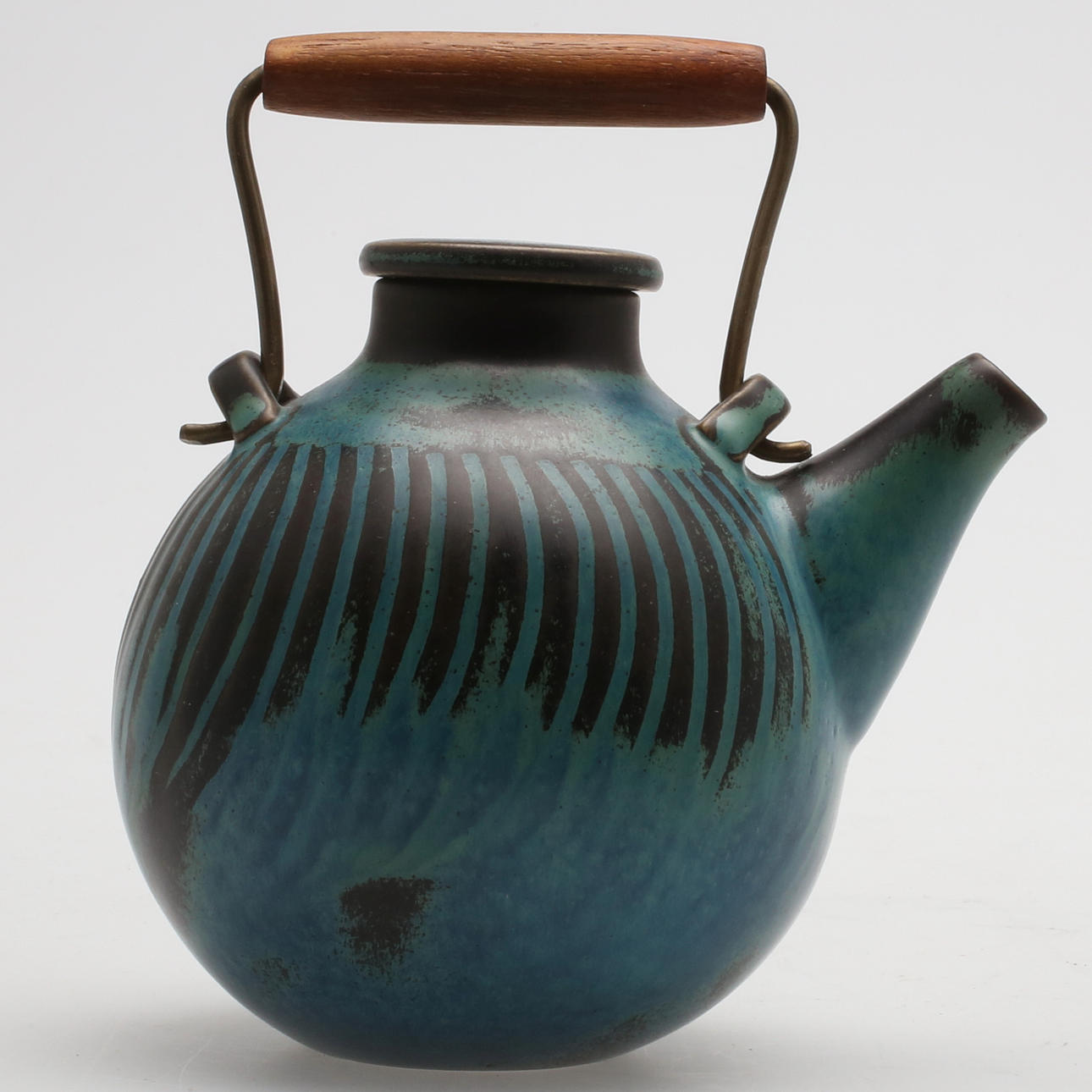 TEKANNA, flintgods, Stig Lindberg, signerad, studiohanden, Gustavsberg.