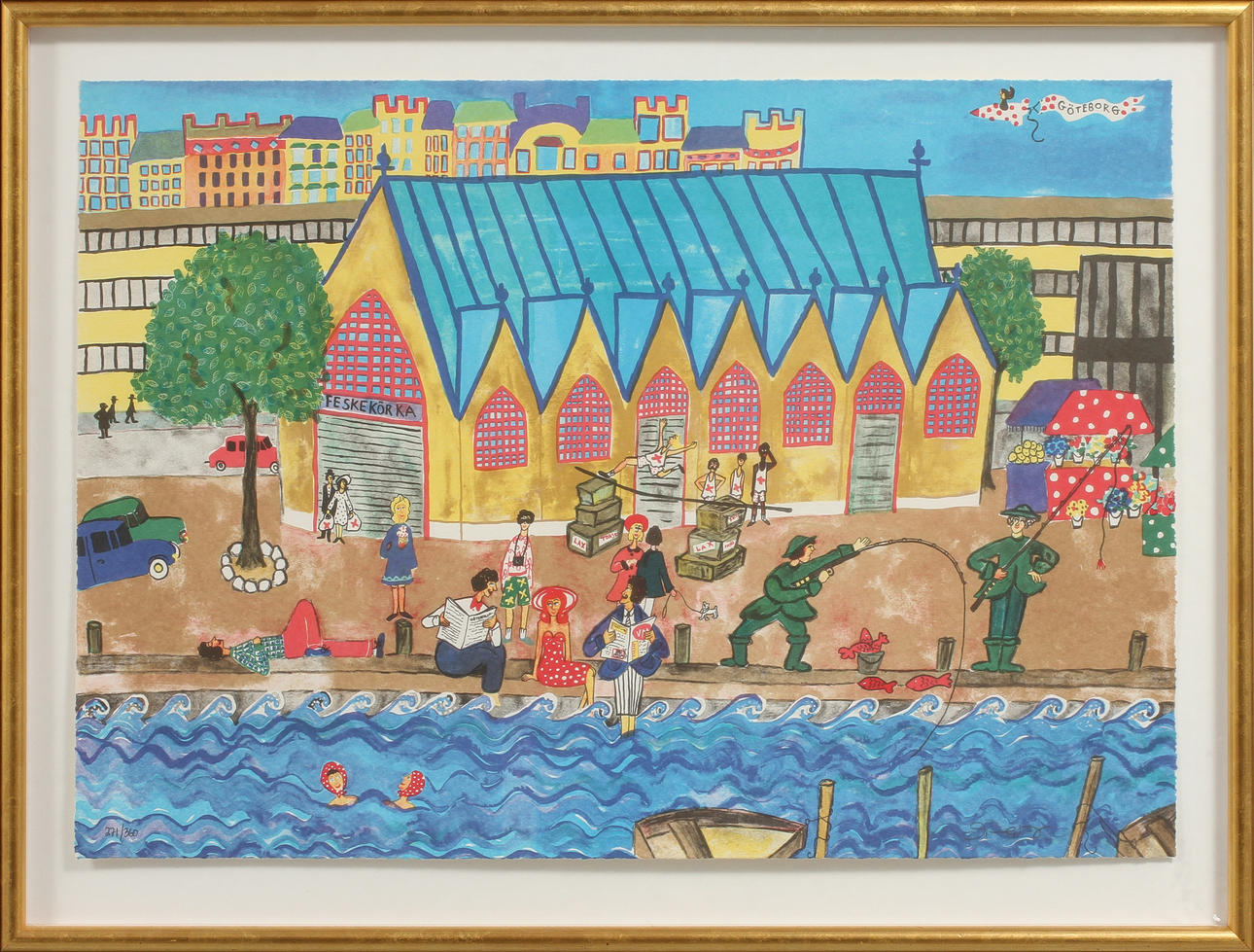 MARIKA LANG. Feskekörka, färglitografi, signerad och numrerad 271/360.