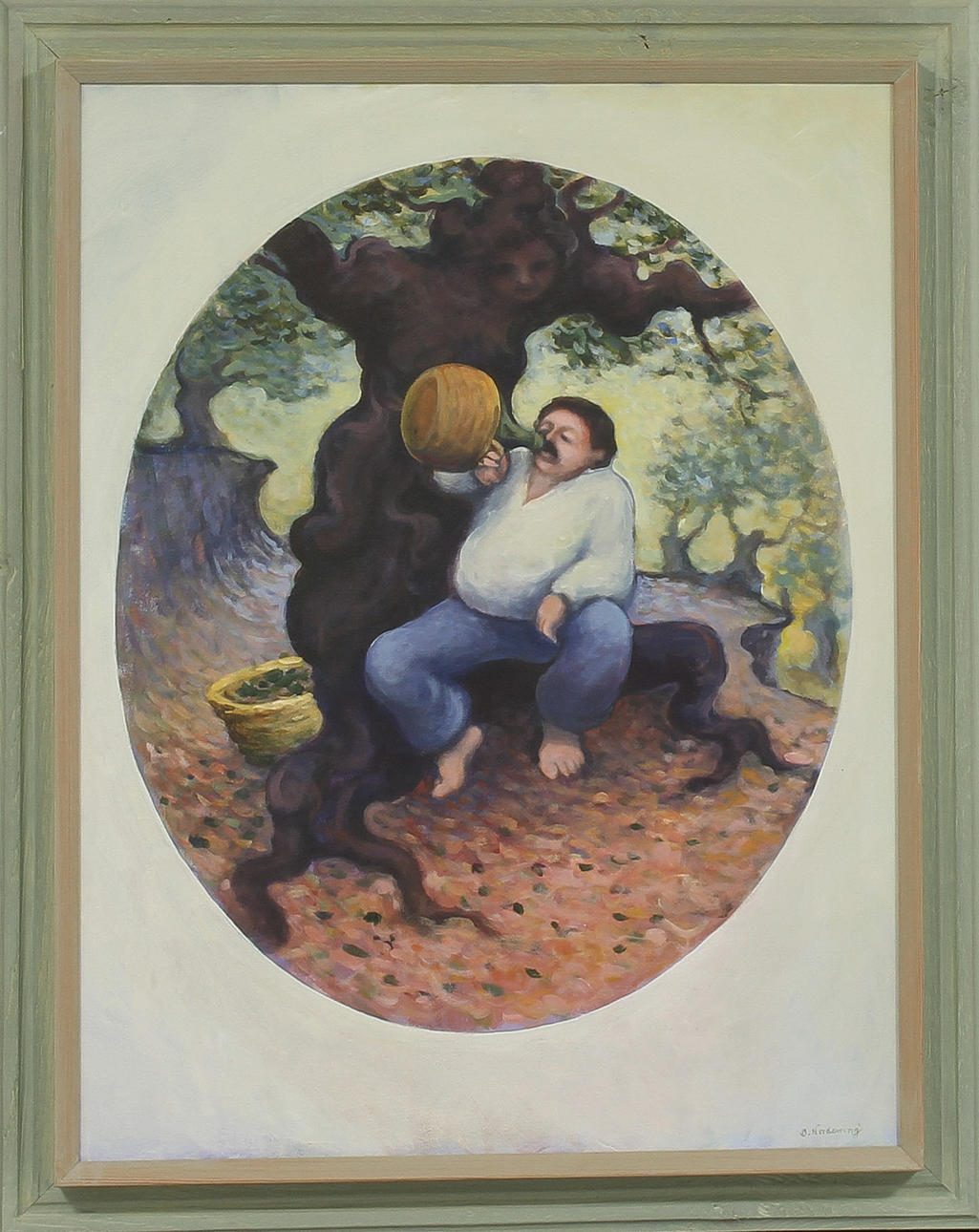 BENGT NORDENBORG. Mansfigur under träd, olja på duk, signerad.