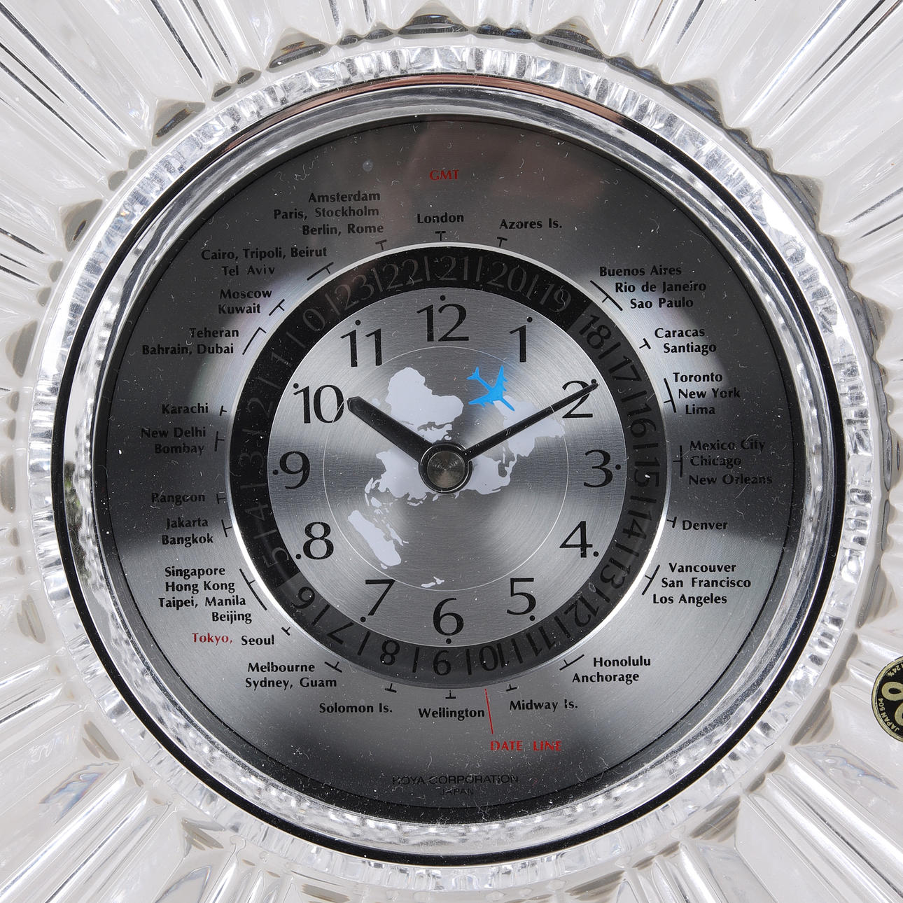 WORLD CLOCK, table & wall clock, quartz, Crystal, Hoya Corporation