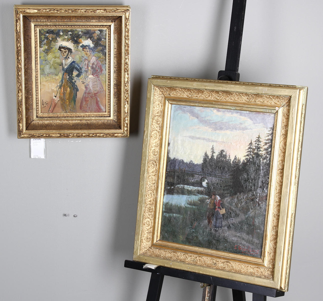 OLJEMÅLNINGAR, 2 st, signerade.