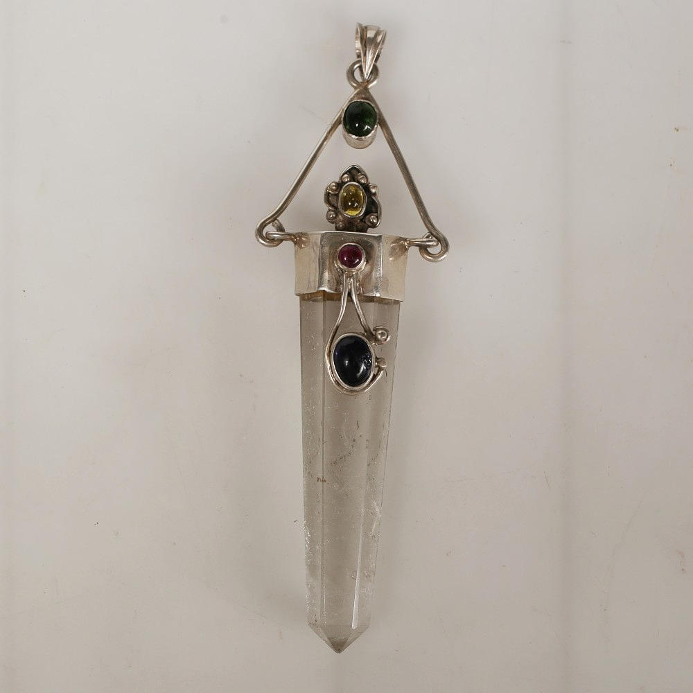 BERLOCK Bergkristall mit Stein- und Silberfassung.