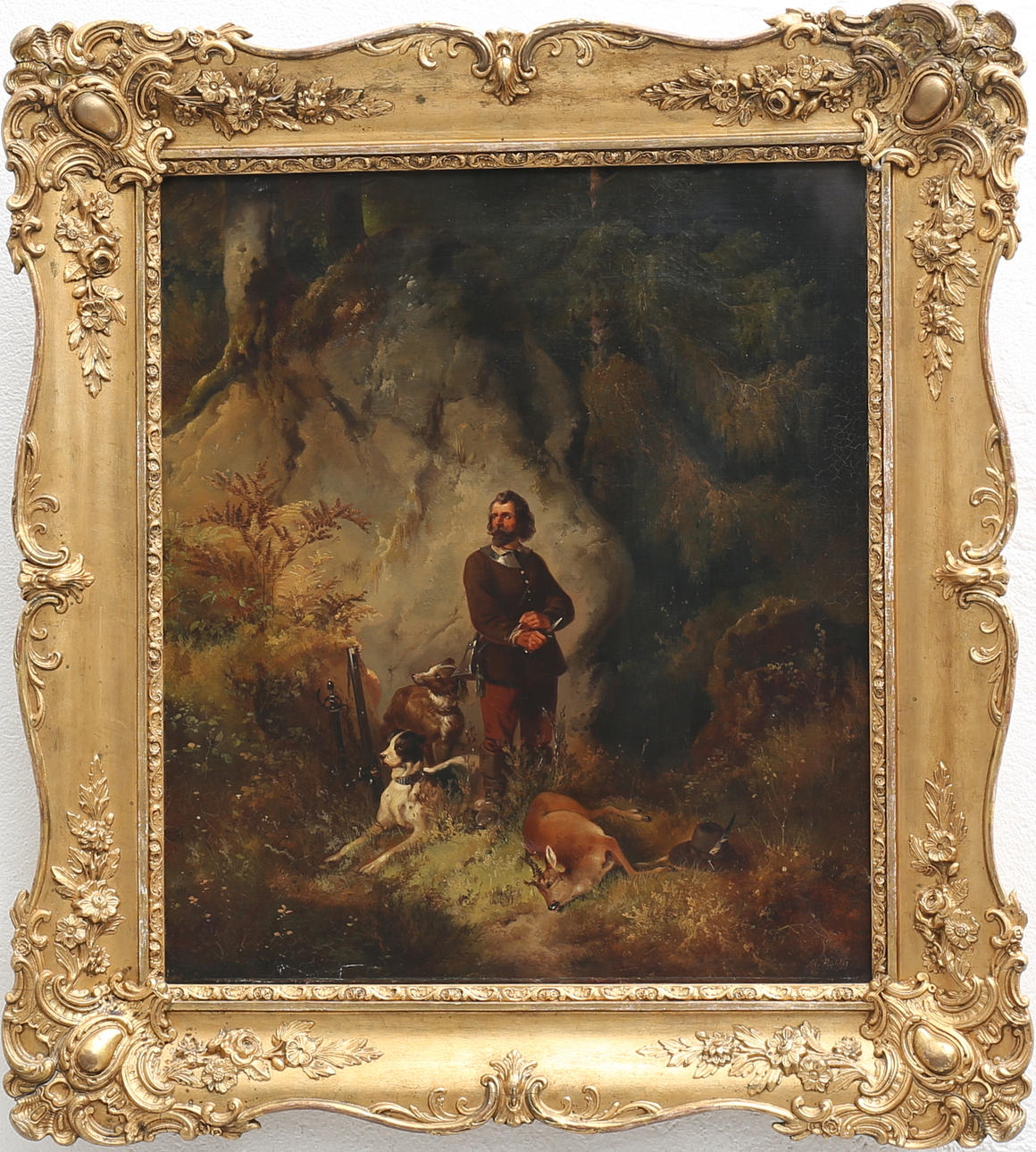 MENO MÜHLIG. Jaktscen. Olja på duk, signerad M. Mühlig.