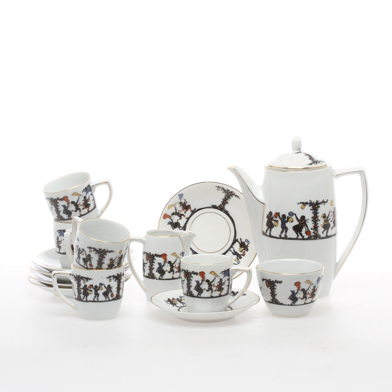 DOCKSERVIS, 8 delar, porslin, 1900-tal.