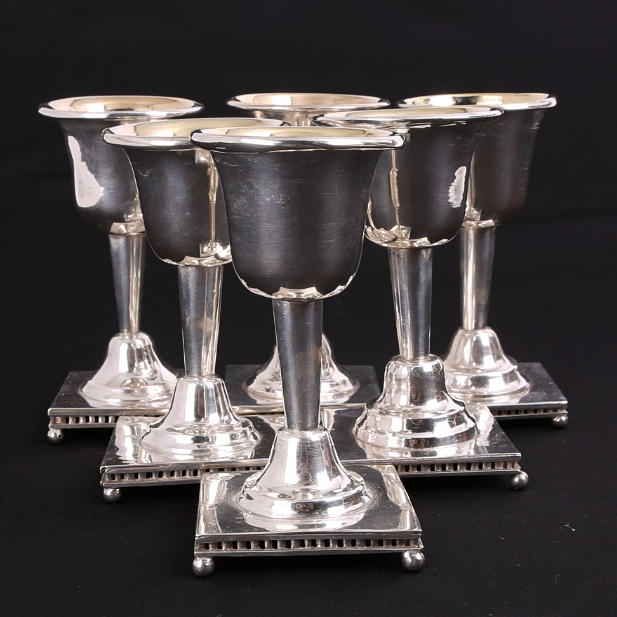 BÄGARE, silver, 6 st, EKJ, 1970, vikt 525 gram.