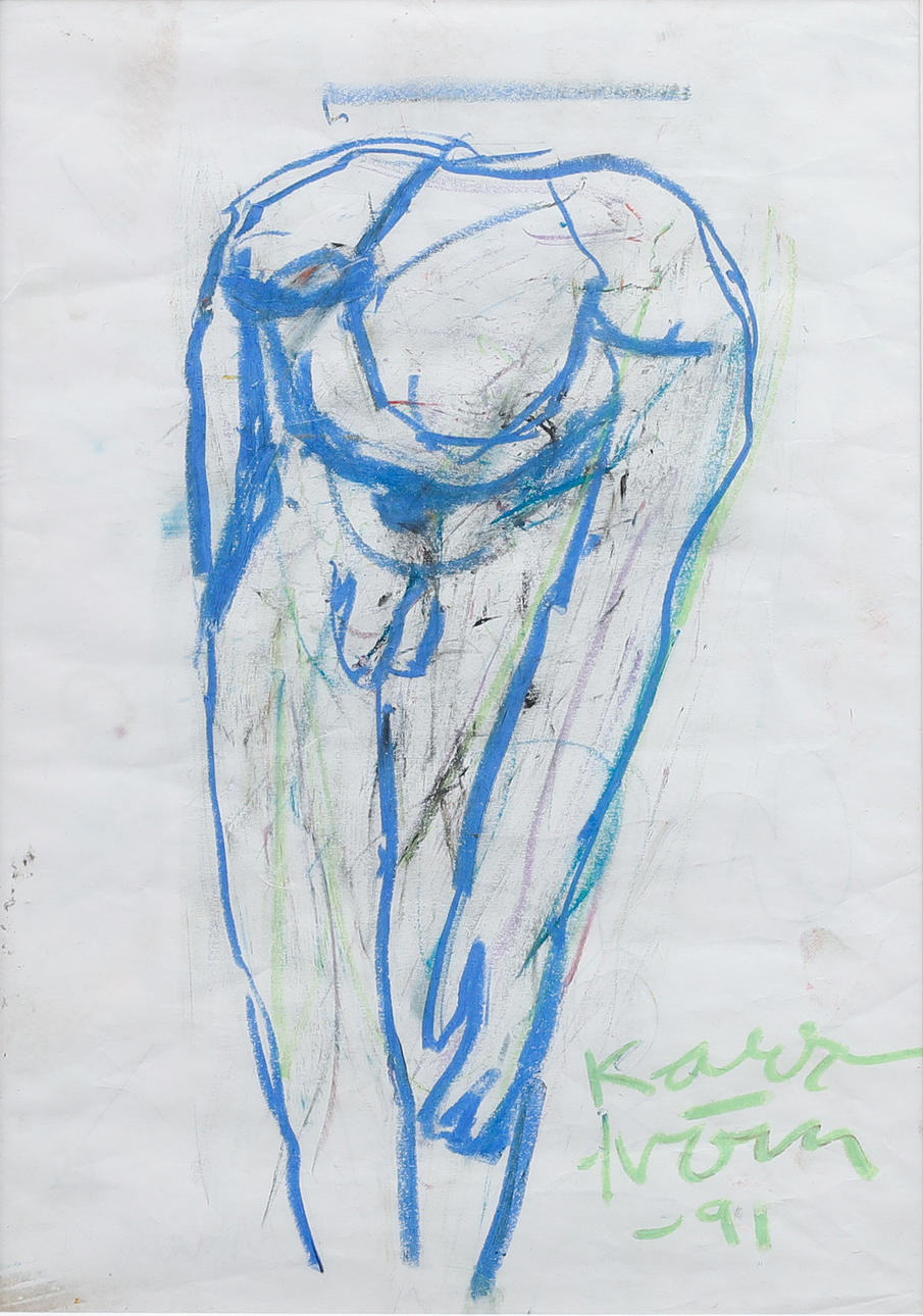 MAURITZ KARSTRÖM. Model, chalk, signed and dated -91.