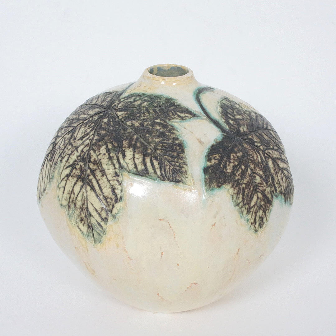 HEDWIG WAGNER. Vase with leaf motif, 1980, ceramic, signed.