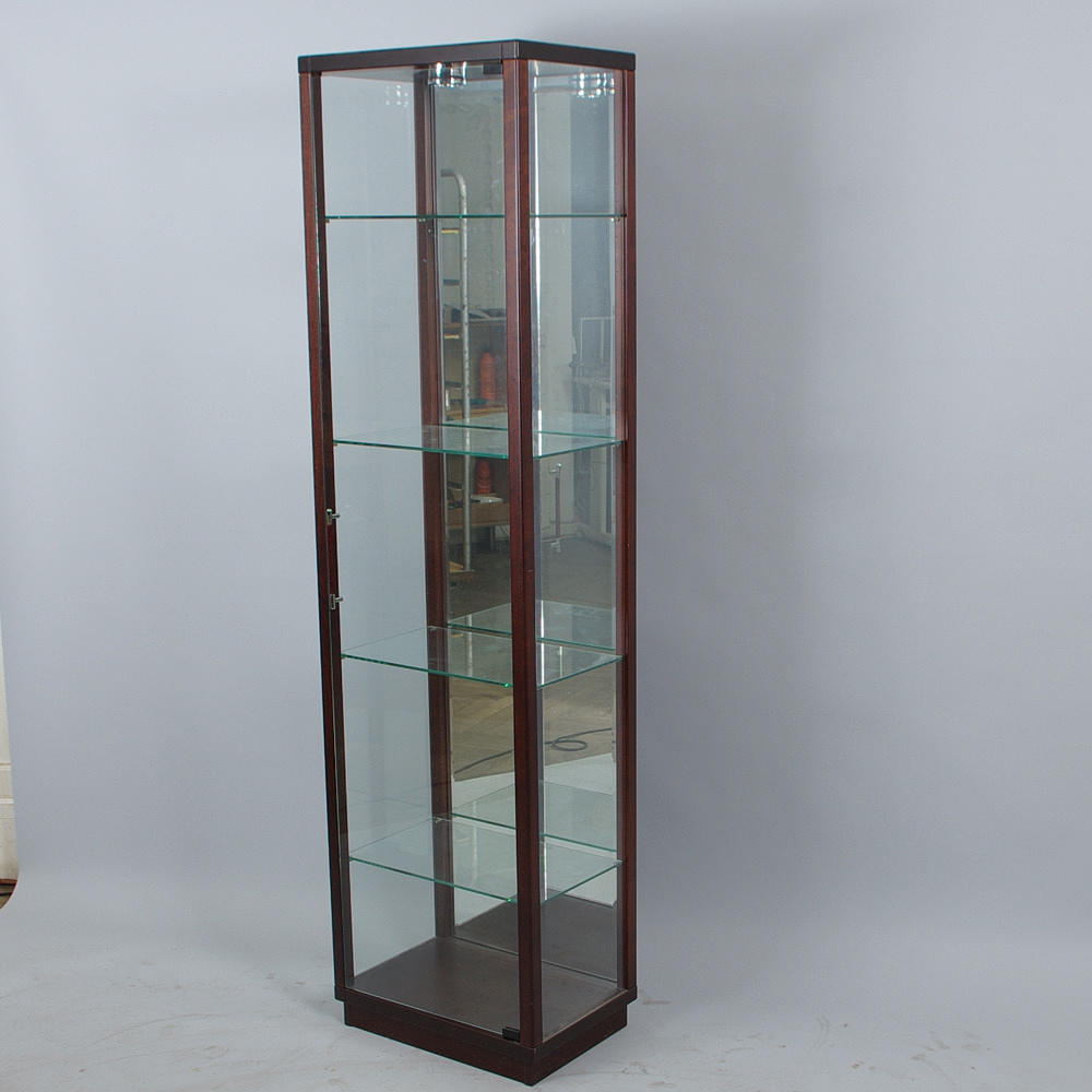 VITRINSKÅP, mahogny med spegelvägg och belysning.