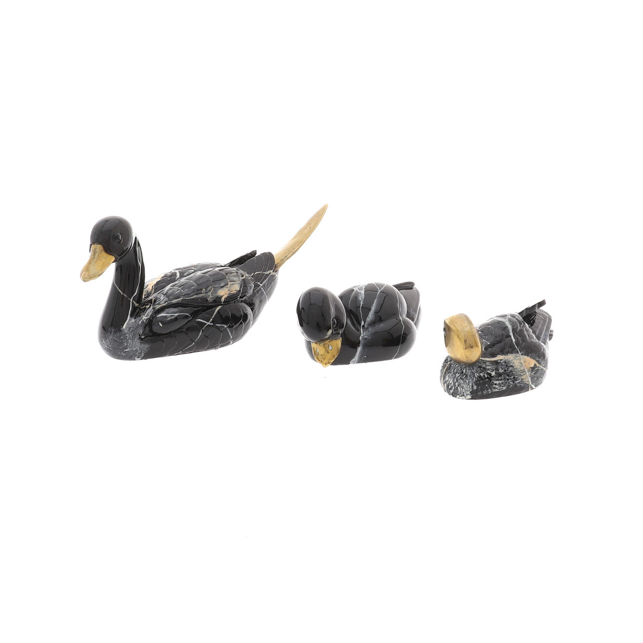 ELLI MALEVOLTI (ITALIAN). THREE RESIN FIGURES OF DUCKS, CIRCA 1980