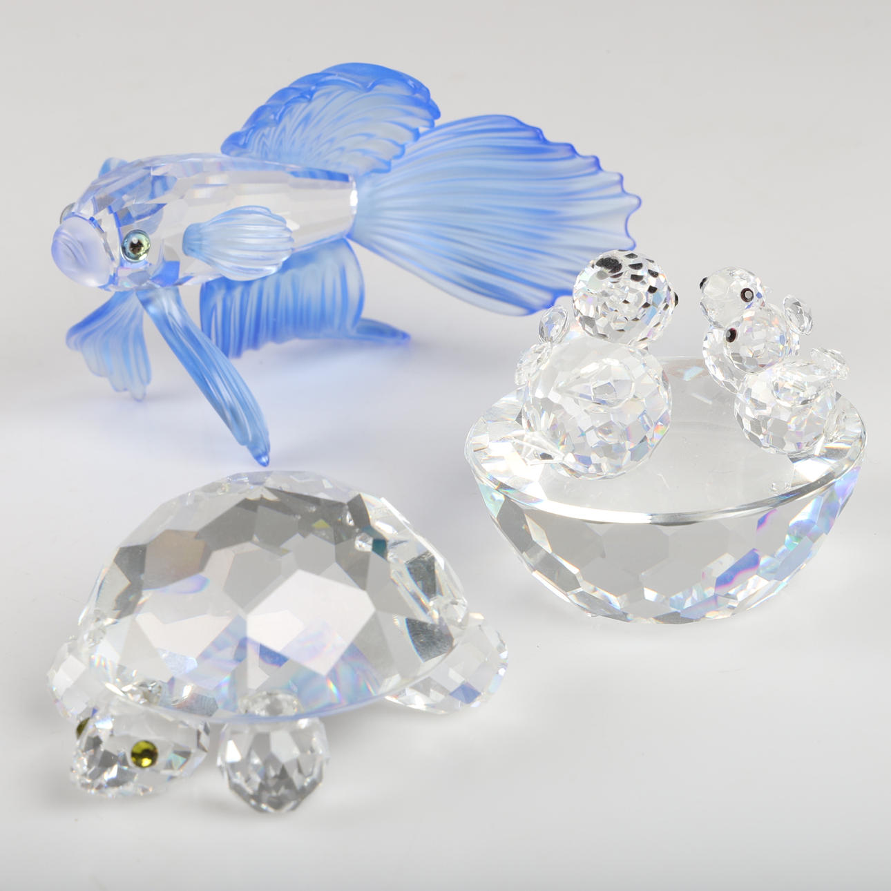 SWAROVSKI. Figuren, 3 Stück, Tiere, Kristall.
