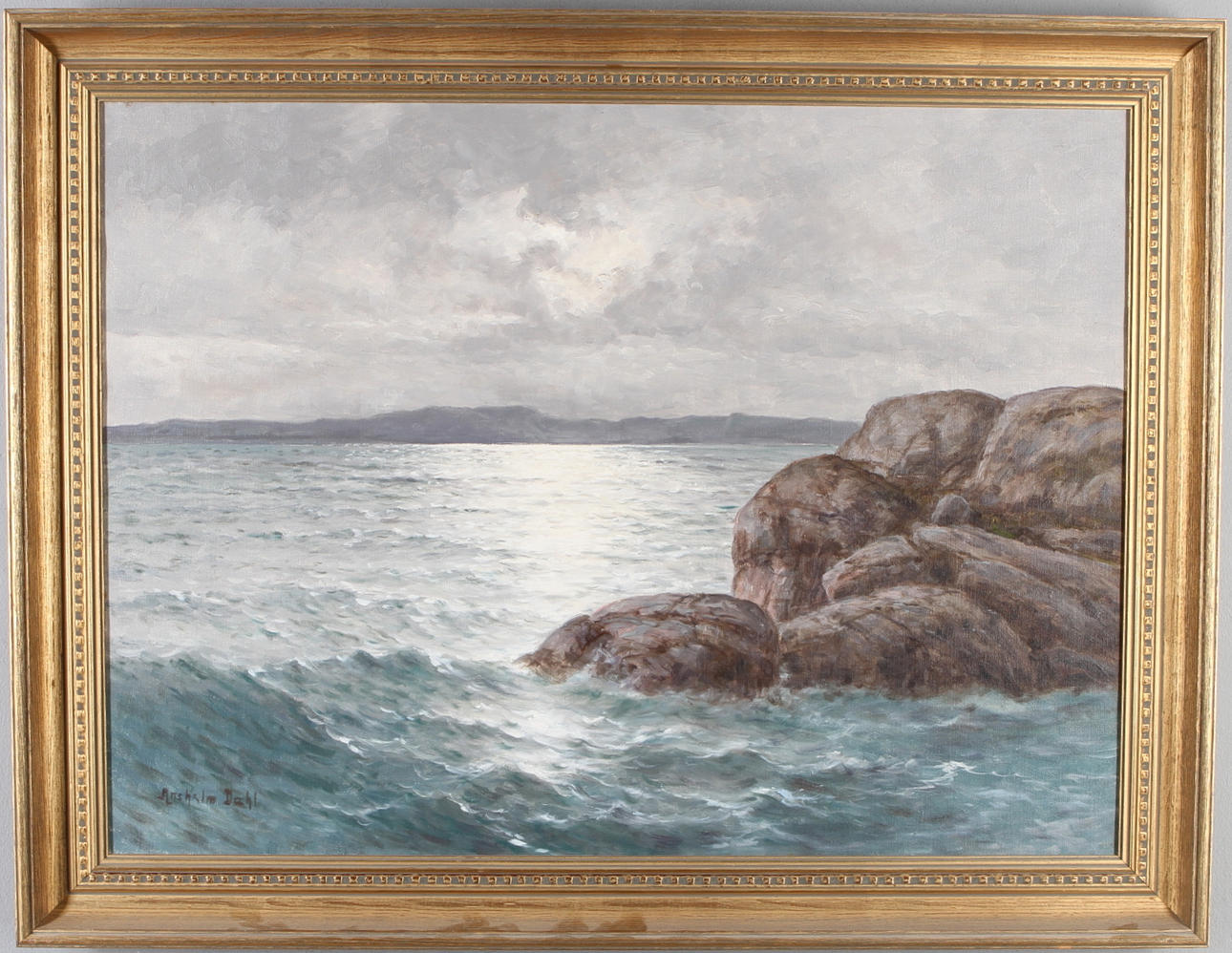 ANSHELM DAHL. Kustmotiv, olja på duk, signerad.