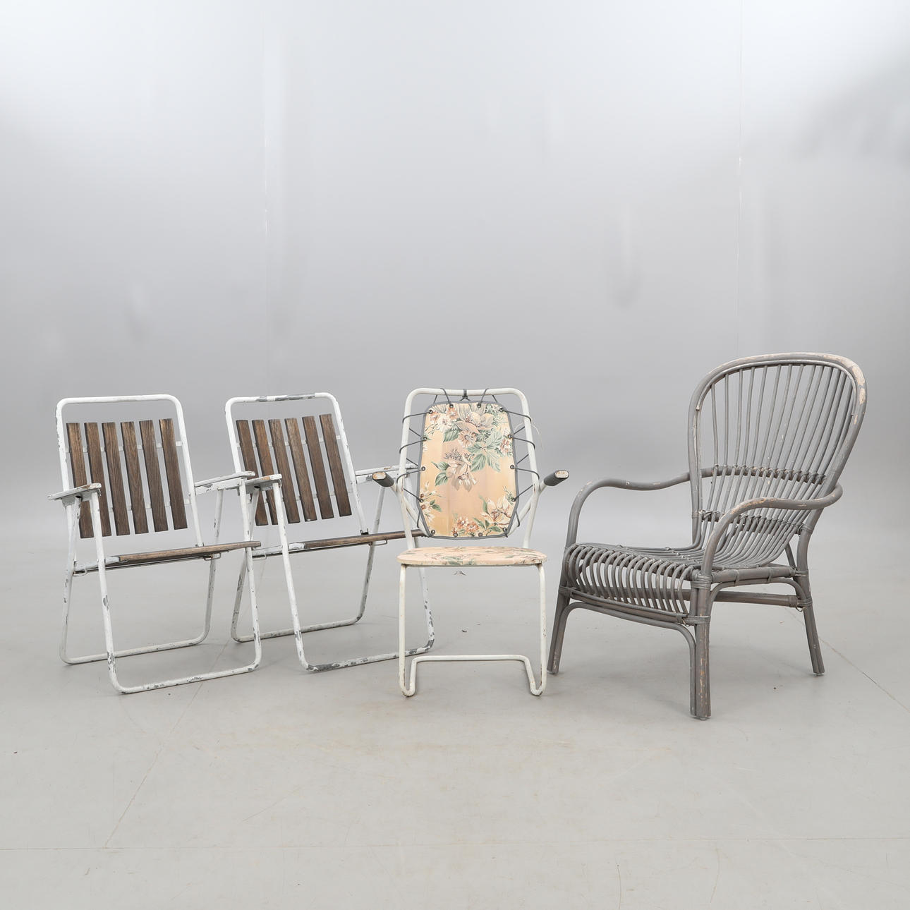 HAVEMØBLER, 4 stk, forskellige stole, retro.