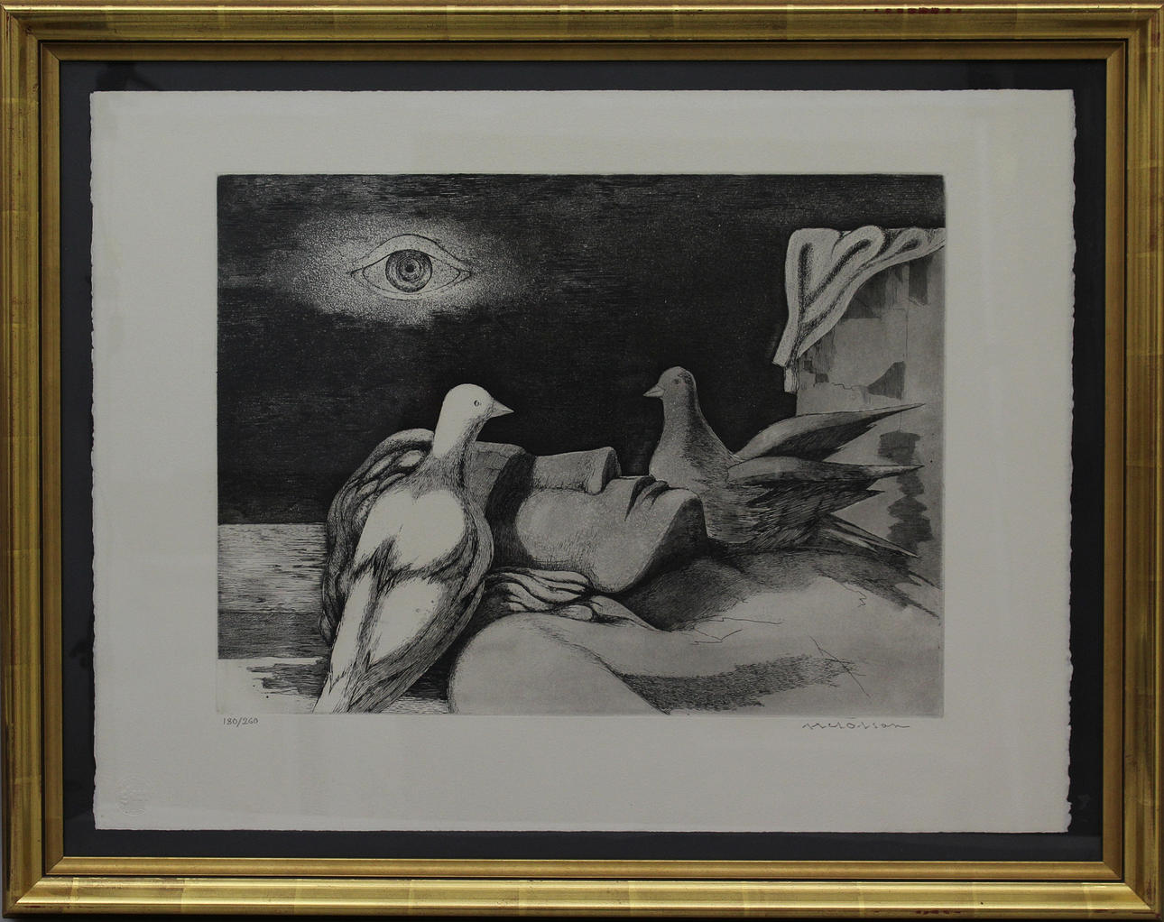 AXEL OLSSON. Surrealistiskt landskap. Etsning. Signerad. 180/260.