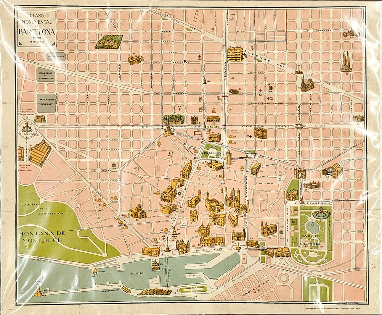 ANTIGUO PLANO MONUMENTAL DE BARCELONA.