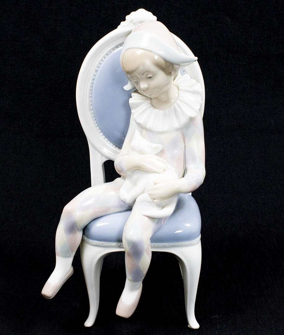 FIGUR, Porzellan, Mädchen mit Katze, Lladro, Spanien.