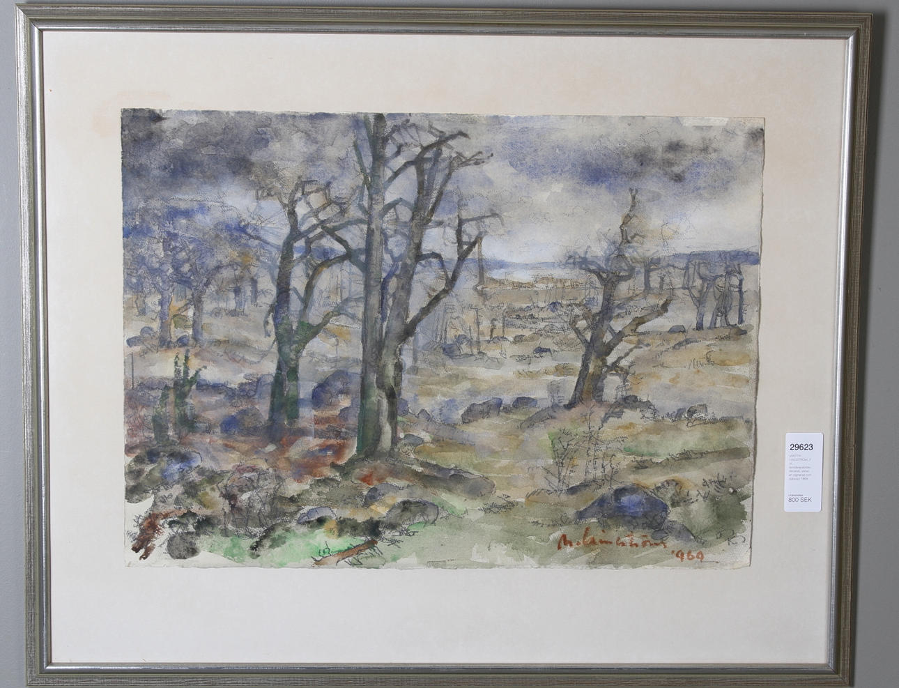 MARTIN LINDSTRÖM. 2 st, landskapsbilder. Akvarell, varav en signerad och daterad 1969.