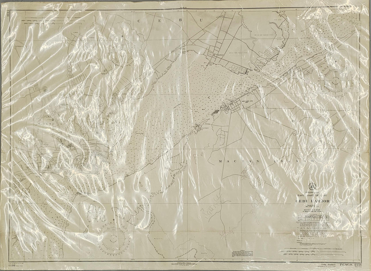 OLD MAP "CEBU HARBOR, PHILIPPINES" ON PAPER.