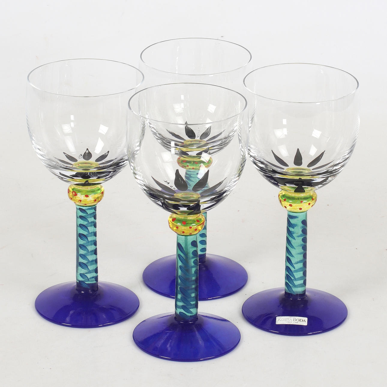 KEN DONE. Wine glasses, 4 pcs. 