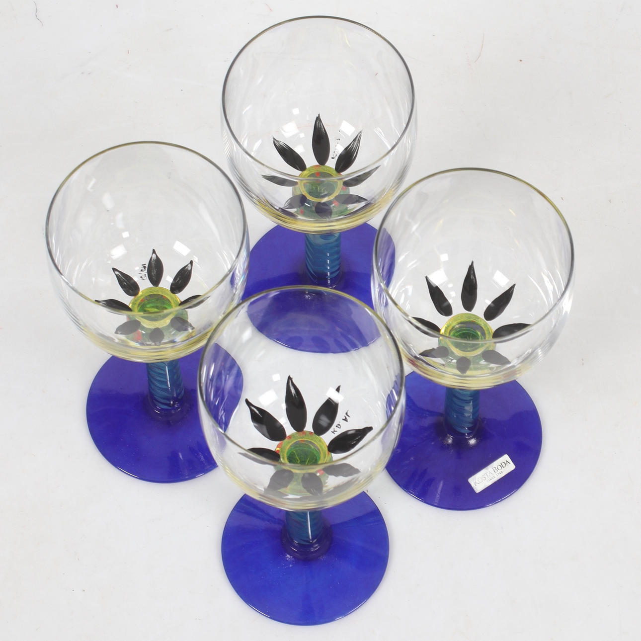 KEN DONE. Wine glasses, 4 pcs. 