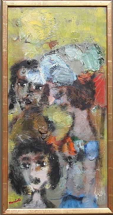ESKIL NORDELL. "Flickor S:t Tropez", Olja på pannå, signerad.