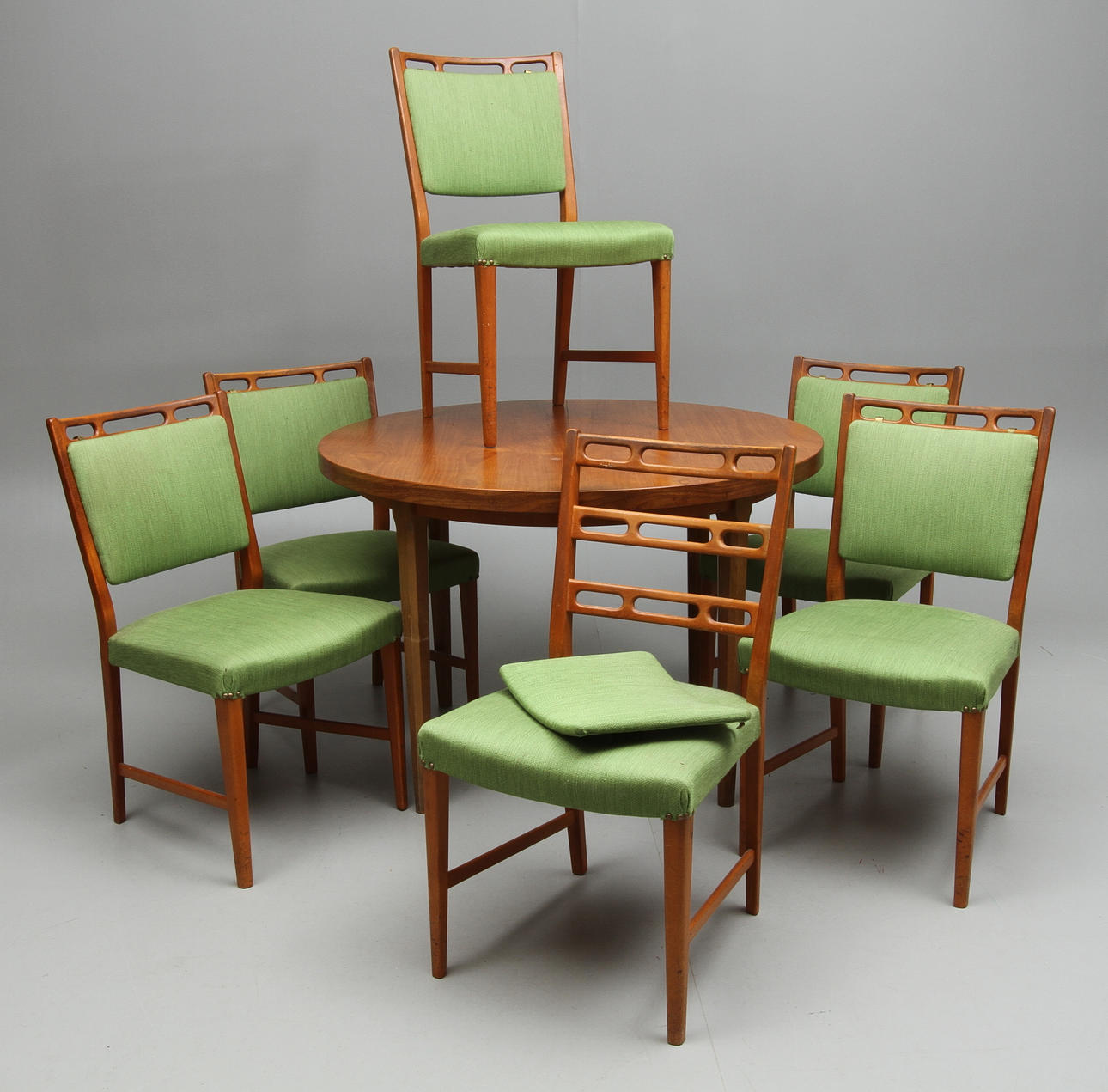 MATSALSGRUPP, 7 delar, teak, 1950/60-tal.