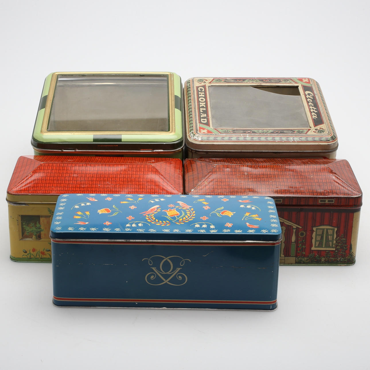 DIVERSE PLÅTBURKAR, 5 st, mestadels Gefle, 1900-talets första hälft.