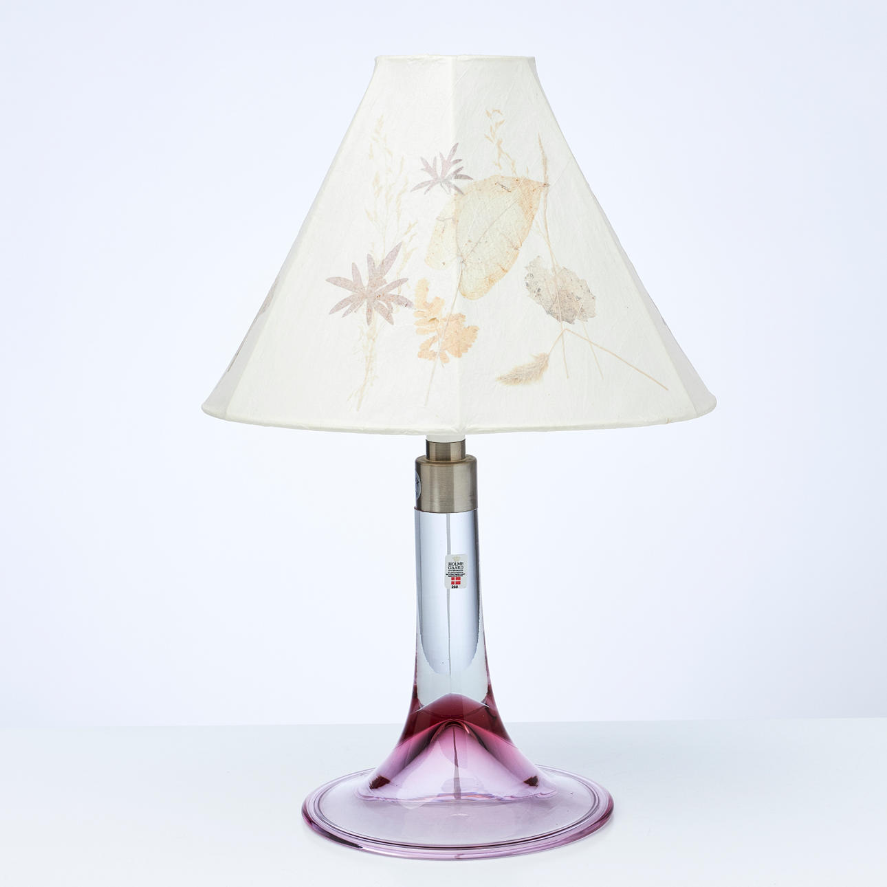 BORDLAMPE, Holmegaard, model 288, glas, med skærm.