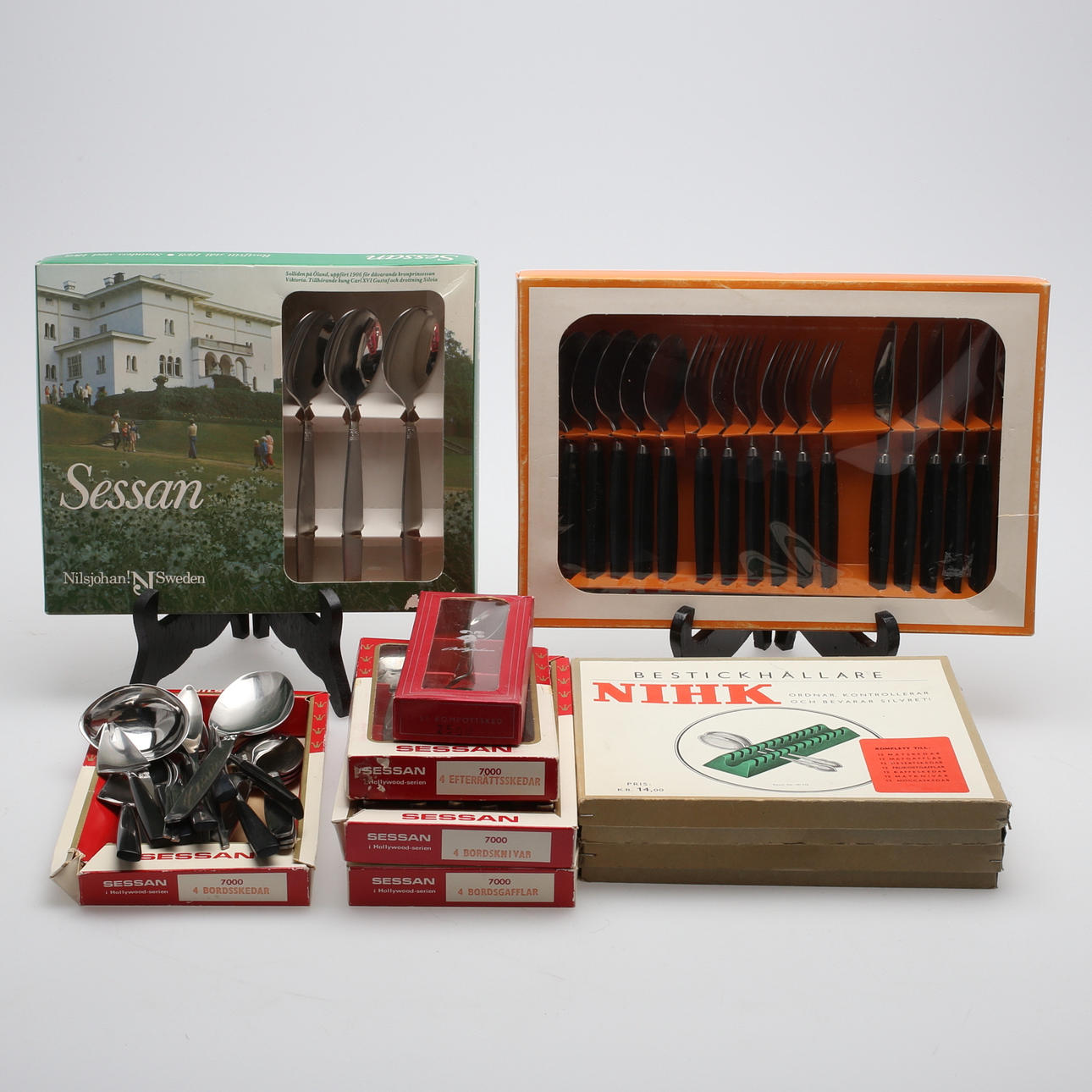 DIVERSE BESTICK, Nilsjohan, "Sessan", Gense, med flera, 1900-talets tredje fjärdedel.