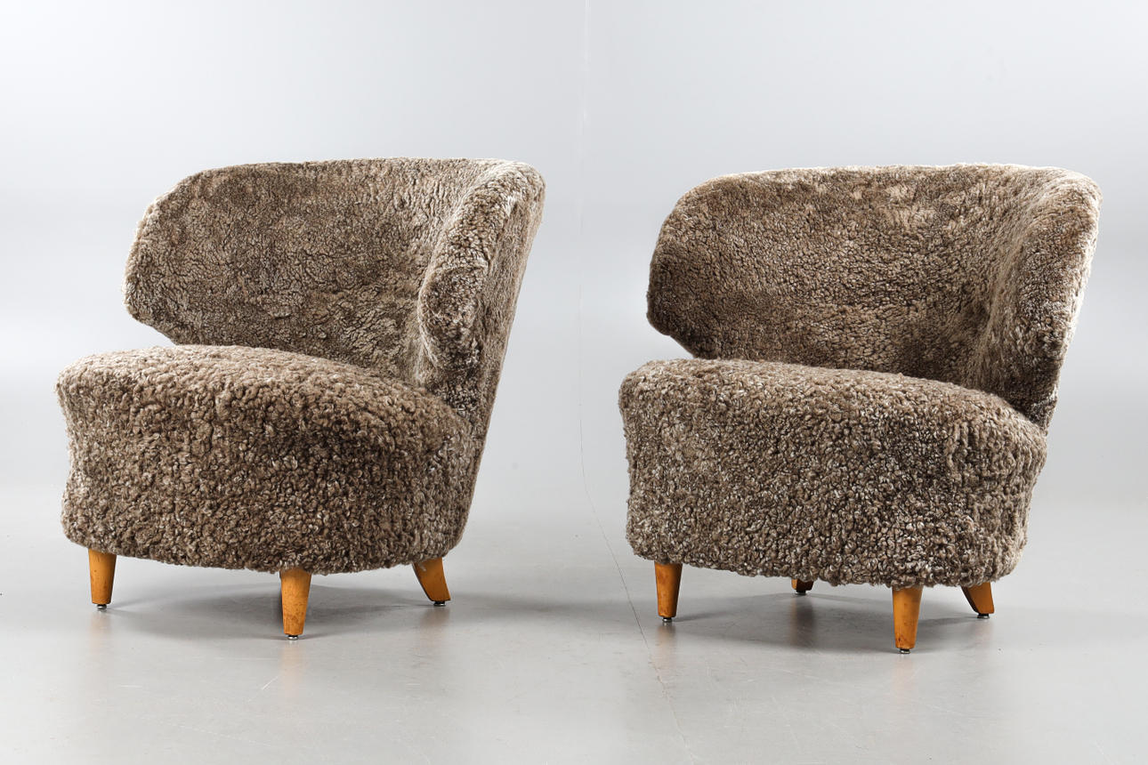 FÅTÖLJER, ett par, Carl Johan Boman, 1900-talets mitt.