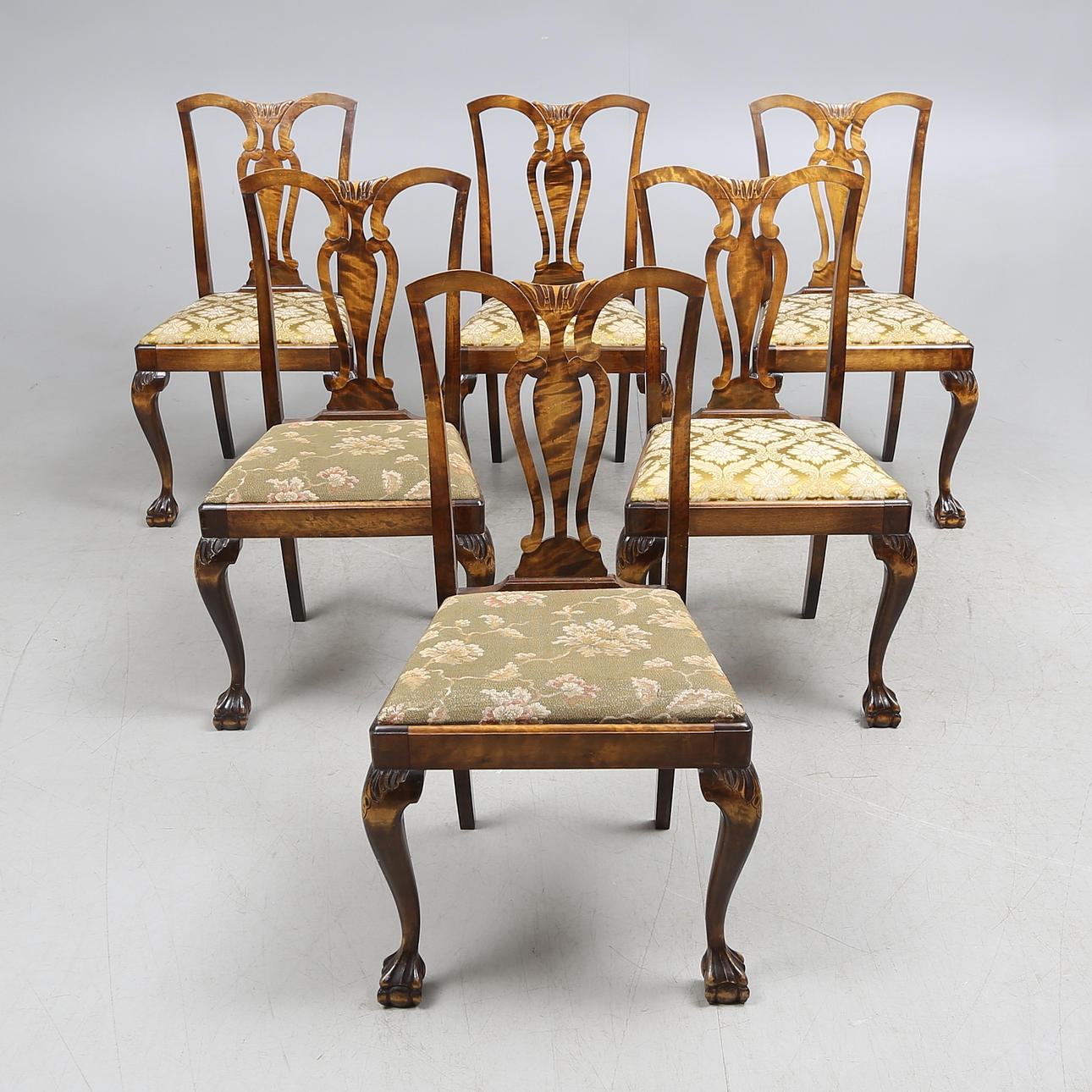 STOLAR, 6 st, Chipendale-stil, 1900-talets första hälft.